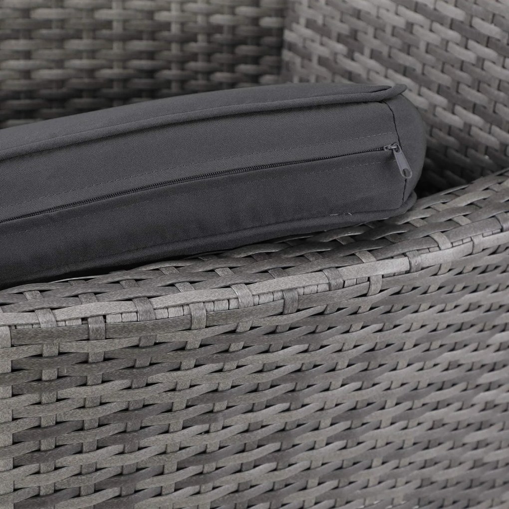 Casaria® Rattan fotel 2 darabos - szürke/antracit párnák