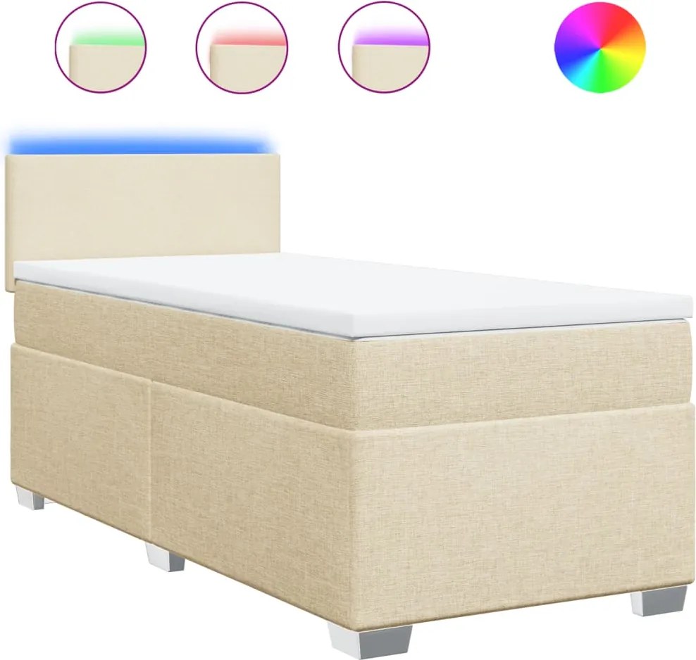 vidaXL krémszínű szövet rugós ágy matraccal 80 x 200 cm