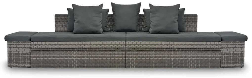 4-részes szürke polyrattan kerti bútorszett párnákkal