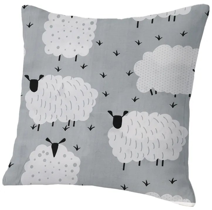 2 db díszpárnahuzat szett WHITE SHEEPS 45x45 cm, szürke