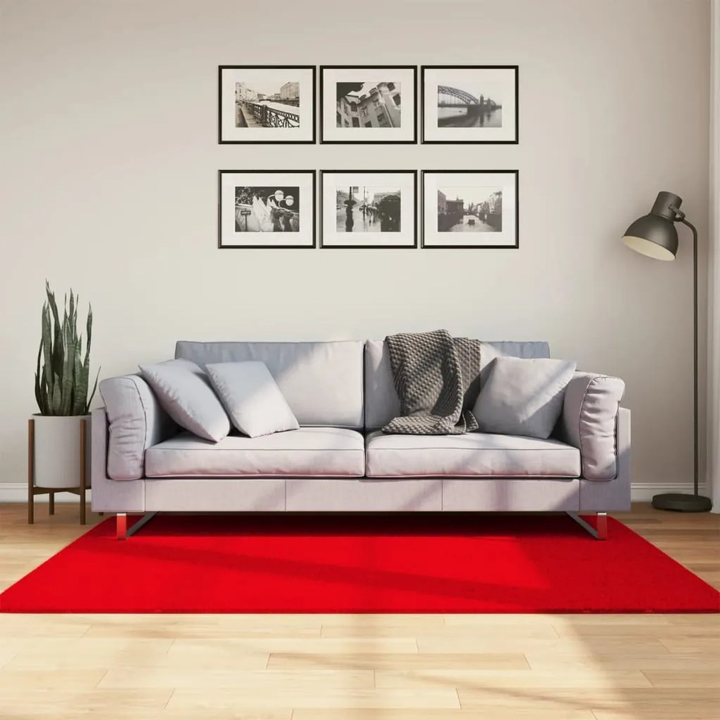 HUARTE piros rövid szálú puha és mosható szőnyeg 120 x 170 cm