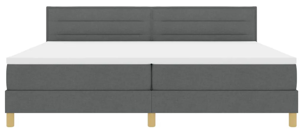 Box Spring Ágy Mattal és LED-del Sötét Szürke 200x200 cm Szövet