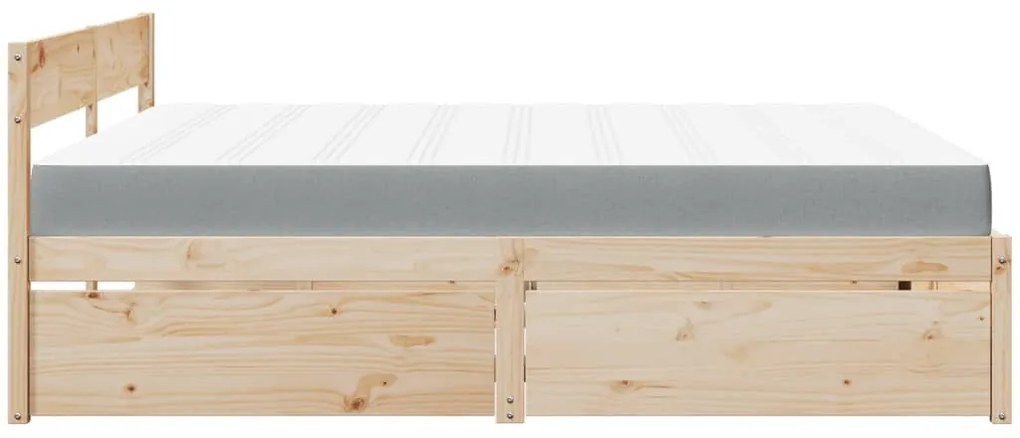 tömör fenyőfa ágy fiókkal és matraccal 200 x 200 cm