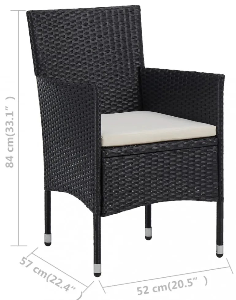 2 db fekete polyrattan kerti szék