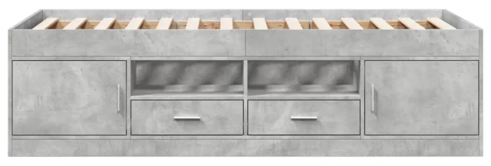 betonszürke kanapéágy fiókkal matrac nélkül 100x200 cm