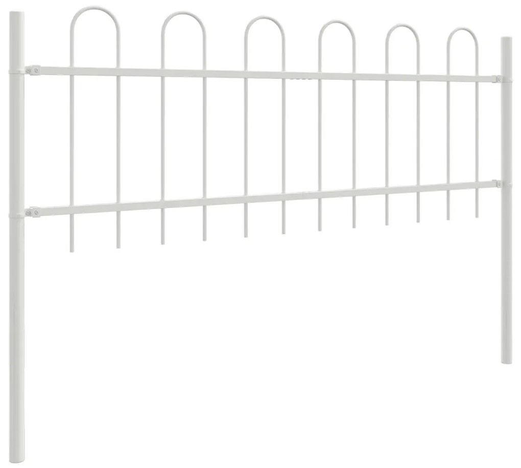Kerti kerítés ívelt tetejű, fehér, 3,4x0,6 m, acél