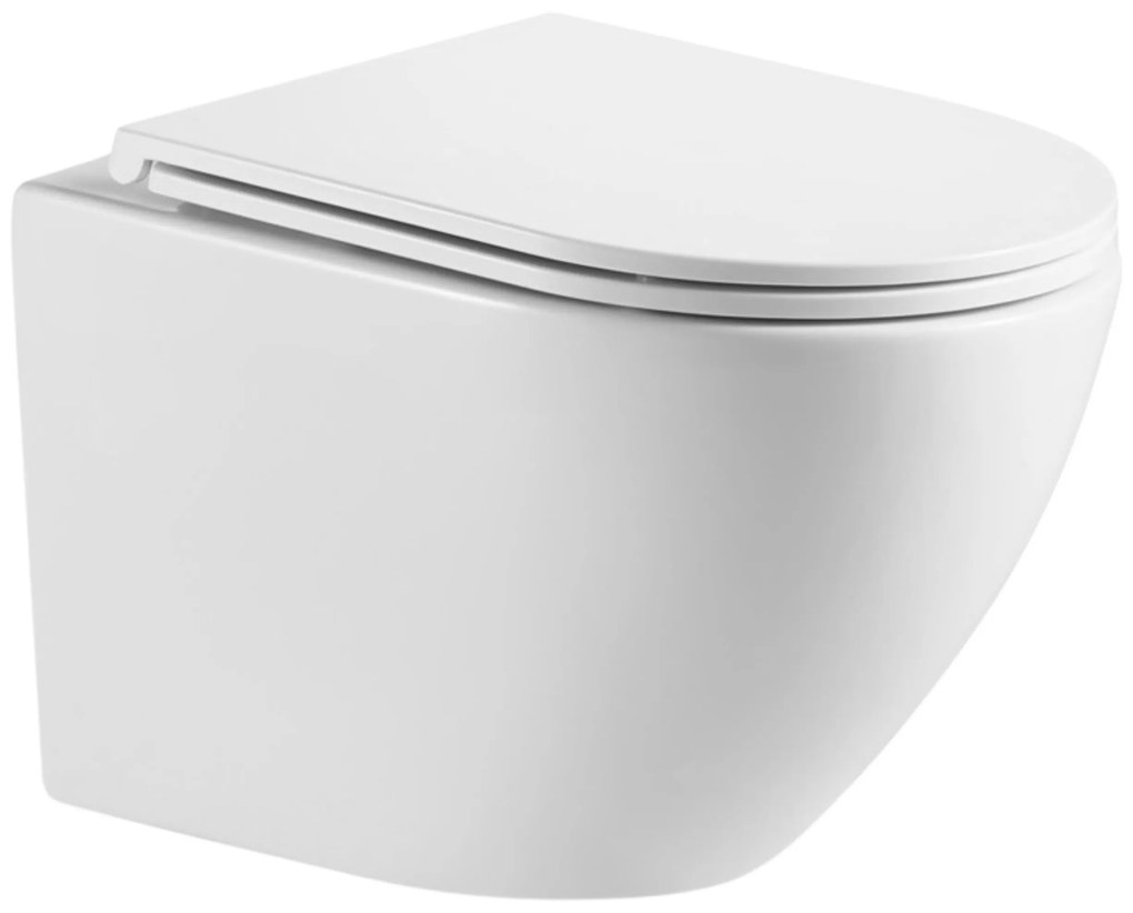 Erga Lily, függő wc csésze Rimless Tornado Flush 490x370x360 mm + wc ülőke lassan záródó, fehér, ERG-LILY-CE-93-001