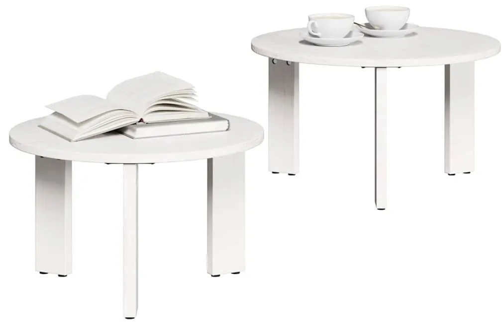 Dohányzóasztal 2 pcs Fehér 47.5 x 47.5 x 27 cm Tömör fenyőfa