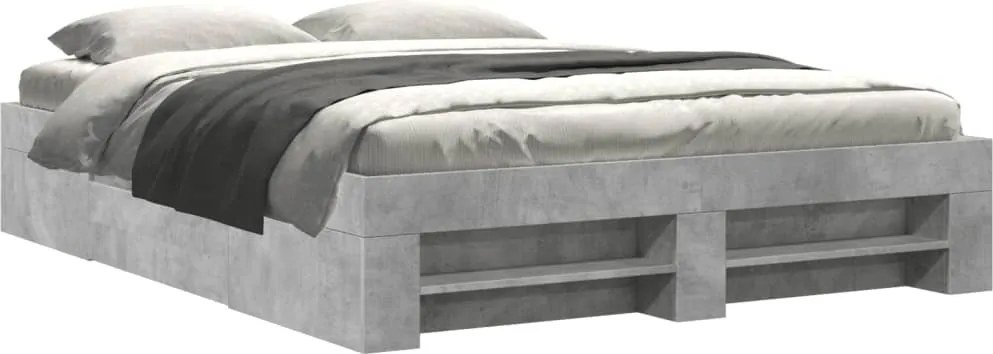 vidaXL betonszürke szerelt fa ágykeret matrac nélkül 160x200 cm