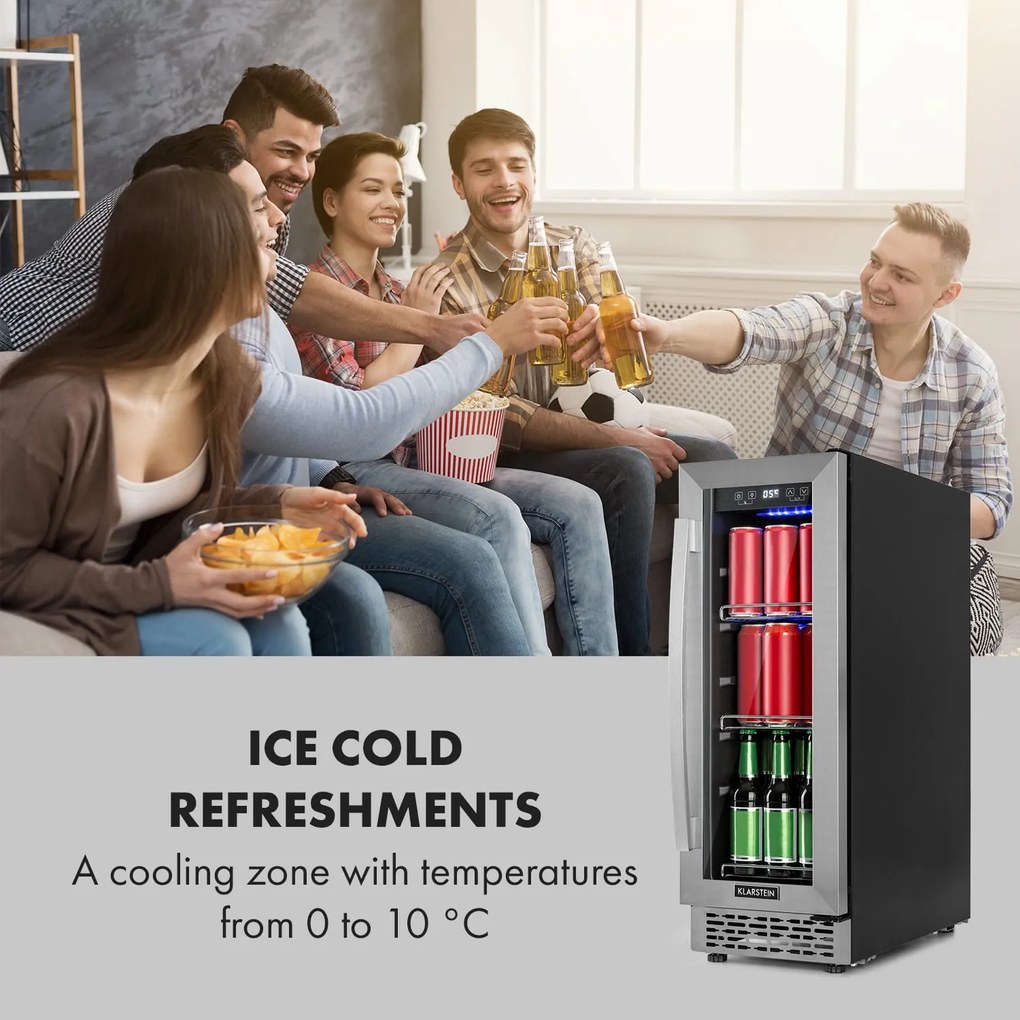 Klarstein Beerlager 56, italhűtőszekrény, 56 liter, 20 palack, G energiahatékonysági osztály, rozsdamentes acél, fekete