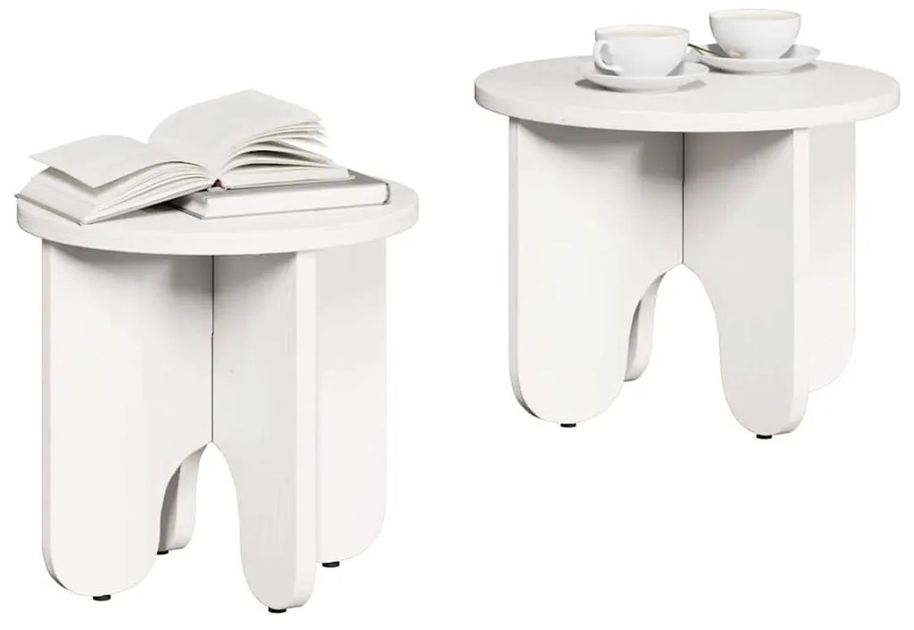 Dohányzóasztal 2 pcs Fehér 39.5 x 39.5 x 30 cm Tömör fenyőfa