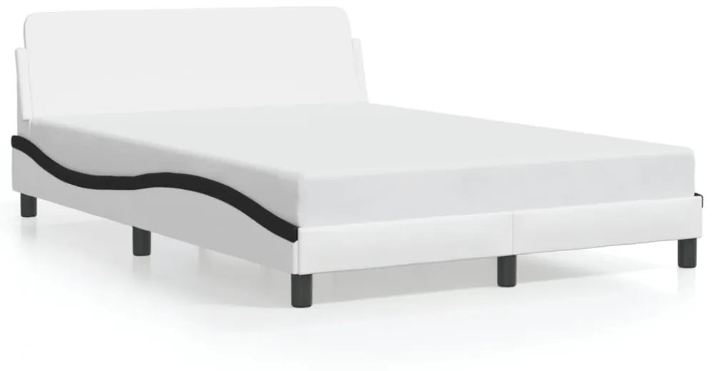 fehér és fekete műbőr ágykeret Dover 140 x 200 cm