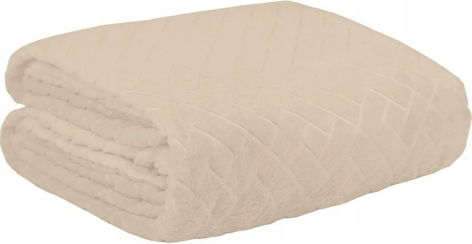 Mikroszálas ágytakaró 150x200 krémszínű dombornyomott geometrikus