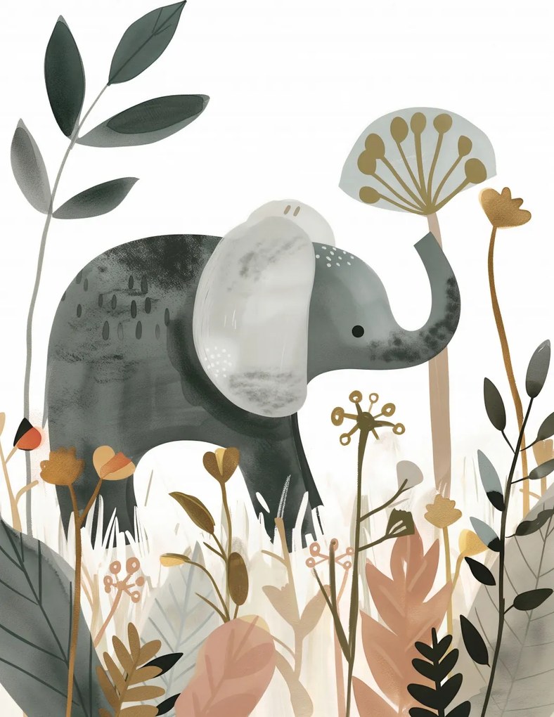 Poszter 40x60cm Finom elefánt a kertben