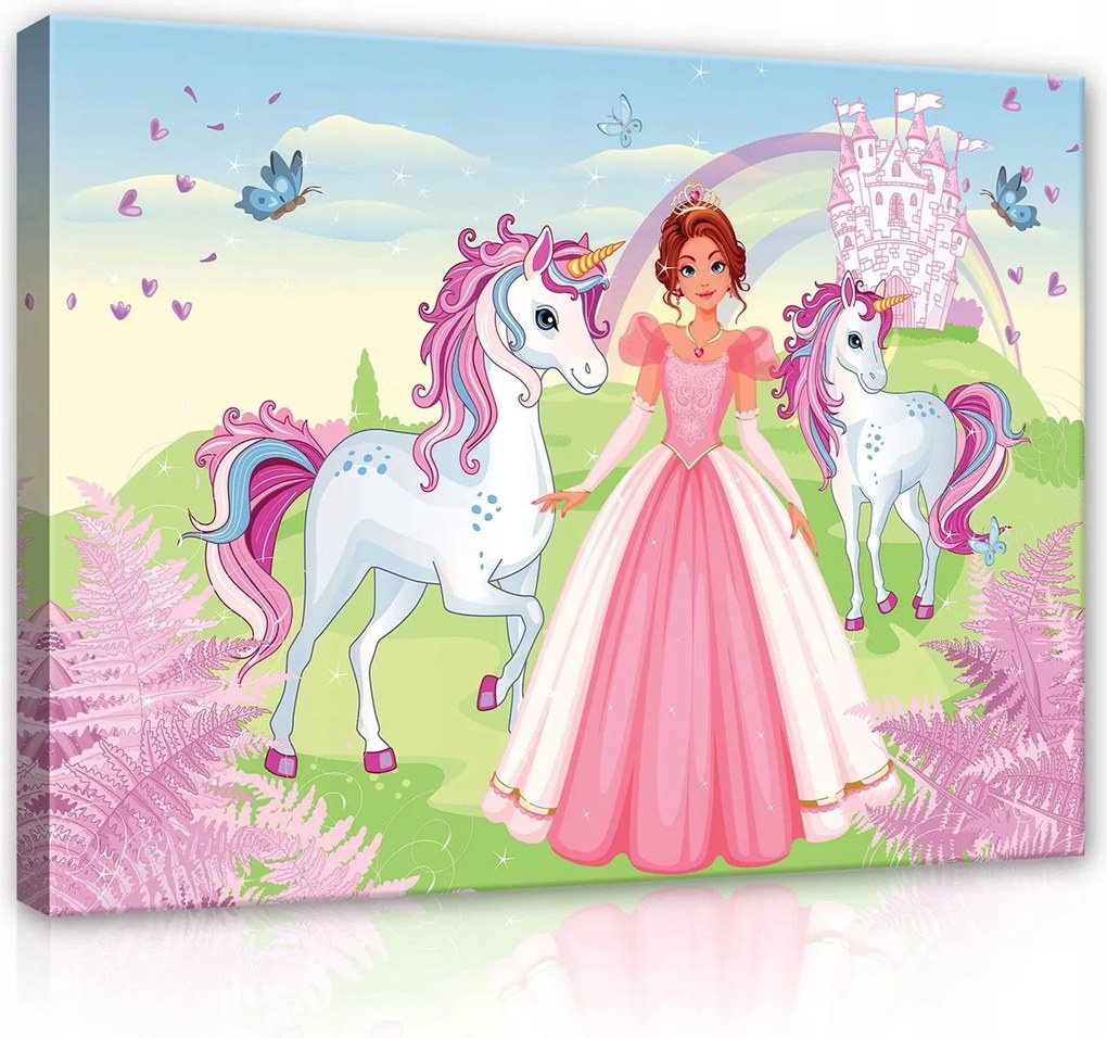 Vászonkép falikép rózsaszín zöld hercegnő 75x100