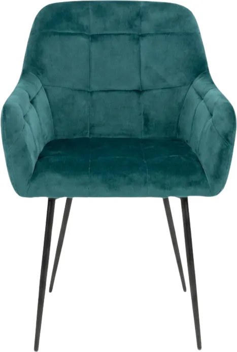 Sötétzöld LOREN VELVET étkezőfotel fekete lábakkal