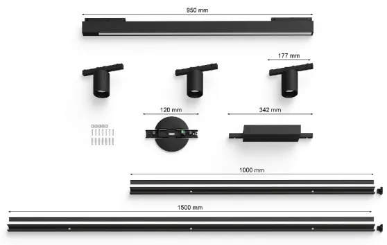 Philips-KÉSZLET 4xLED RGB Dimmelhető lámpa sínrendszerhez Hue LED RGB/44,6W/230V