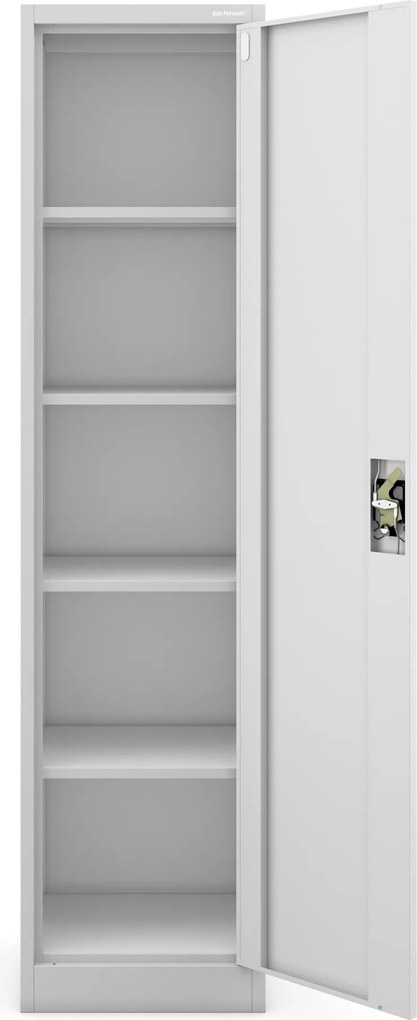 Keskeny, szürke fém iratszekrény, 450x1850x400 mm: ALEX
