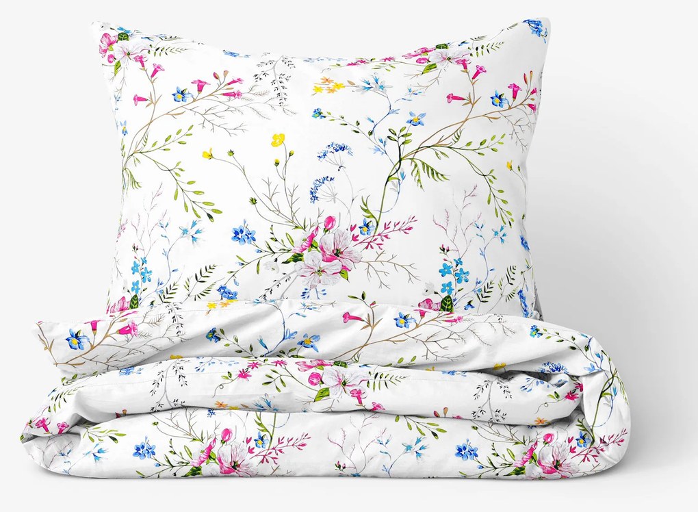 Goldea pamut ágyneműhuzat - festett réti virágok 140 x 220 és 70 x 90 cm