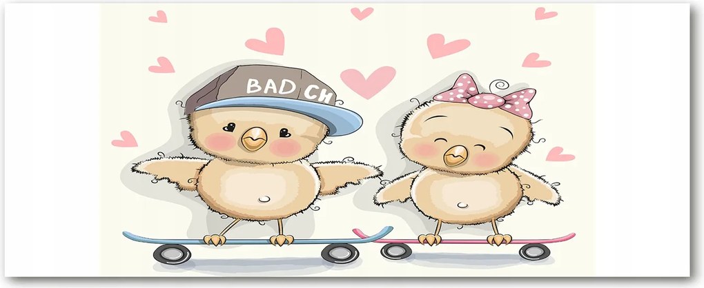 Edzett üveg panel Madarak a gördeszkán XXL