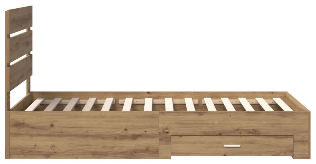 vidaXL Ágykeret fiókkal fejtámlával Artisan tölgy 100 x 200 cm Faanyag