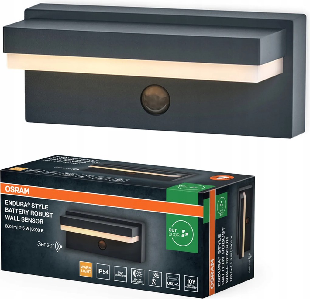 Kerti fali lámpa Led Alkonyat mozgásérzékelő 2.5W 3000K IP54 Endura