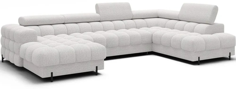 Krémszínű buklé kinyitható sarokkanapé (jobb oldali-U alakú) Feraria – ELTAP