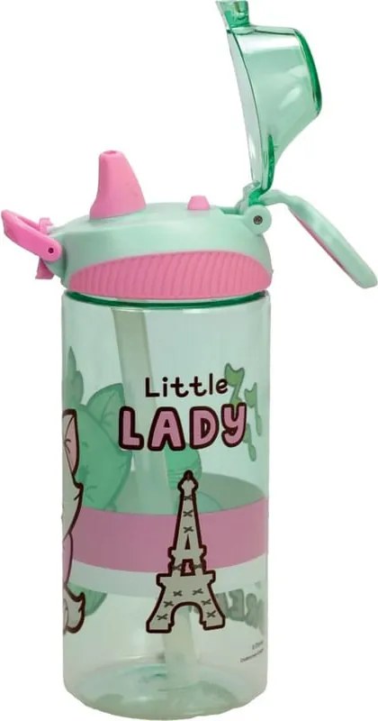Disney Marie Little Lady műanyag szívószálas kulacs akasztóval 450 ml