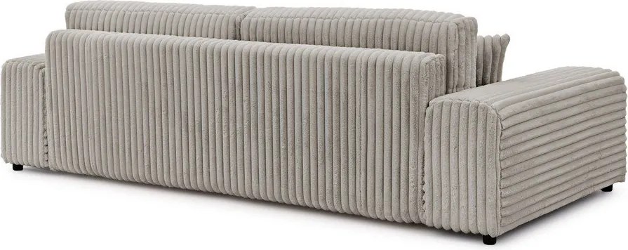 Világosszürke kordbársony kinyitható-tárolóhelyes kanapé 260 cm Justin – Ropez