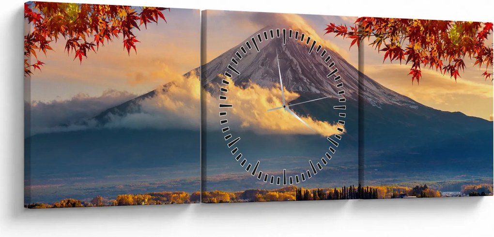 Kép - japán, Fuji hegy (órával) (90x30 cm)