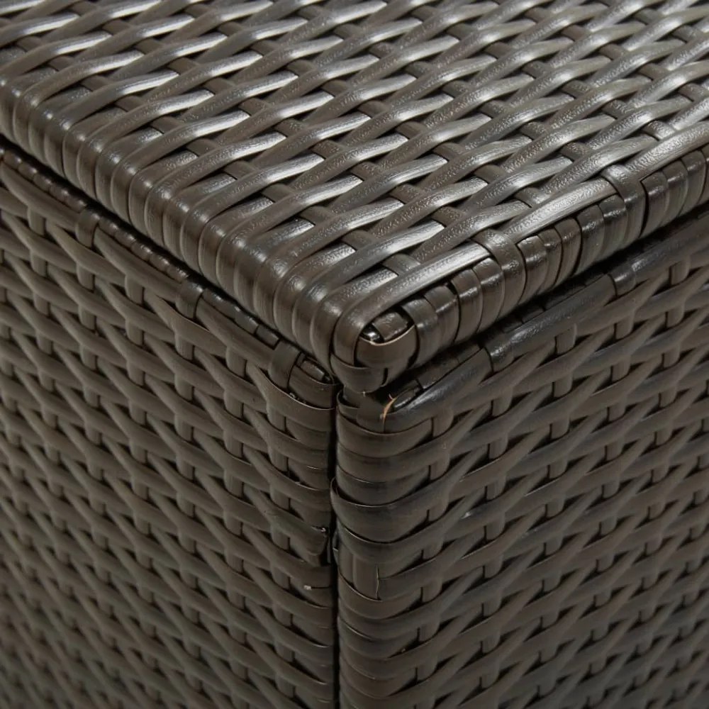 barna polyrattan kerti tárolóláda 200 x 50 x 60 cm