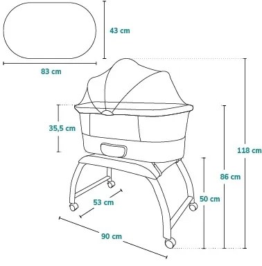 Lionelo - CORAL White kiságy mérleggel
