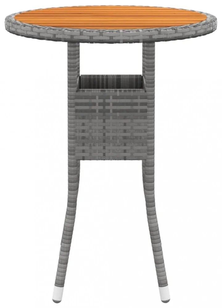 szürke akácfa és polyrattan kerti asztal Ø60 x 75 cm