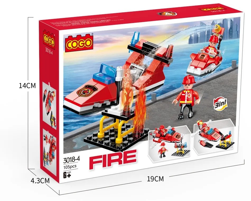 COGO® 3018 | lego-kompatibilis építőjáték | 845 db építőkocka | Tűzoltós 8-as készlet
