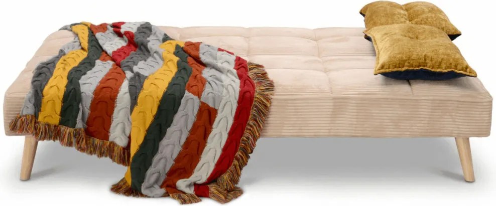 Háromszemélyes kihúzható kanapé, bézs, kordbársony szövet, ASB-C3030 CRM6