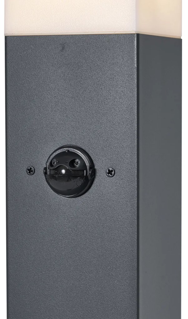 Kültéri lámpa sötétszürke opálüveggel 80 cm IP44 aljzattal és mozgásérzékelővel - Malios