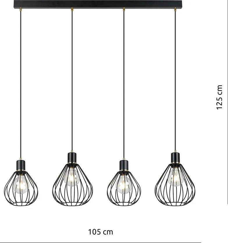 Emibig modern függeszték gino fekete arany emi1222/4