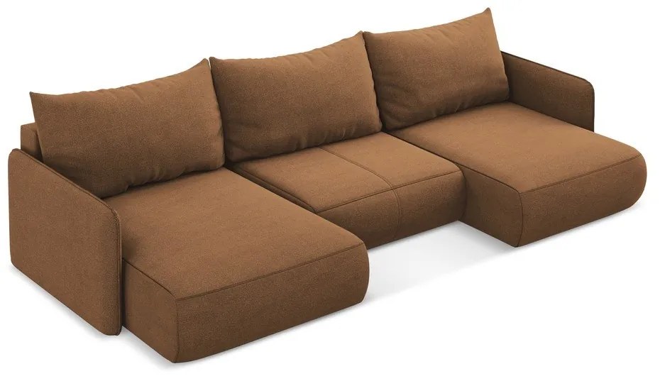 Narancssárga kinyitható-tárolóhelyes sarokkanapé Nanea – Makamii