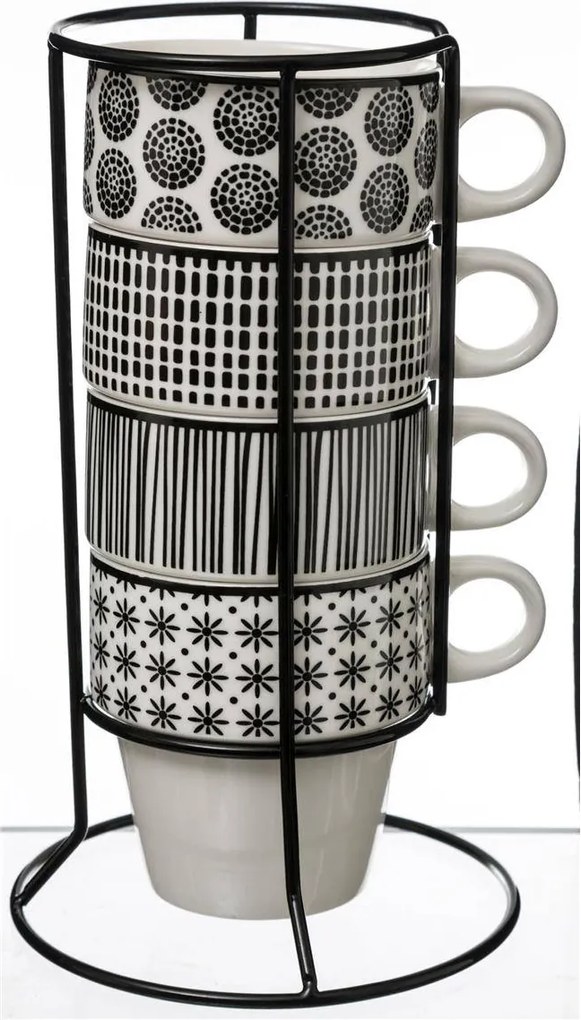 Kávéscsészék 4 db porcelán bögre állvány