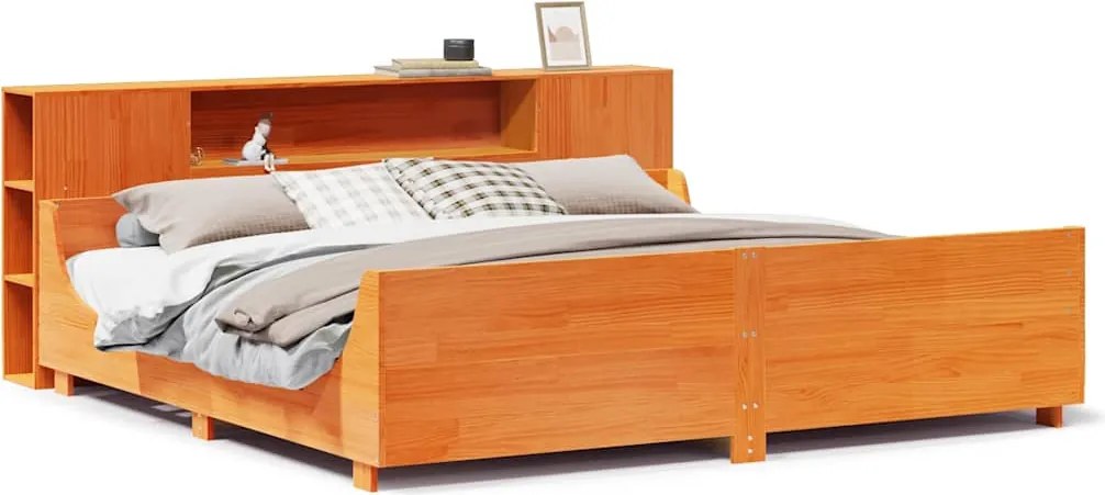 vidaXL viaszbarna tömör fenyőfa ágy matrac nélkül 200 x 200 cm