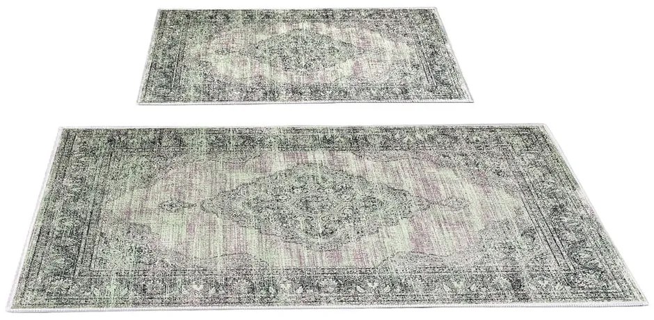 Zöld-szürke fürdőszobai kilépő szett 2 db-os 60x100 cm – Foutastic