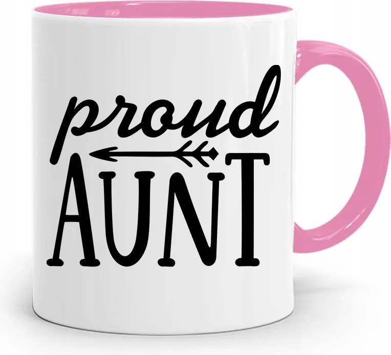 Rózsaszín Bögre Ajándék Néniknek I'M Proud Aunt! fényképes nyomattal
