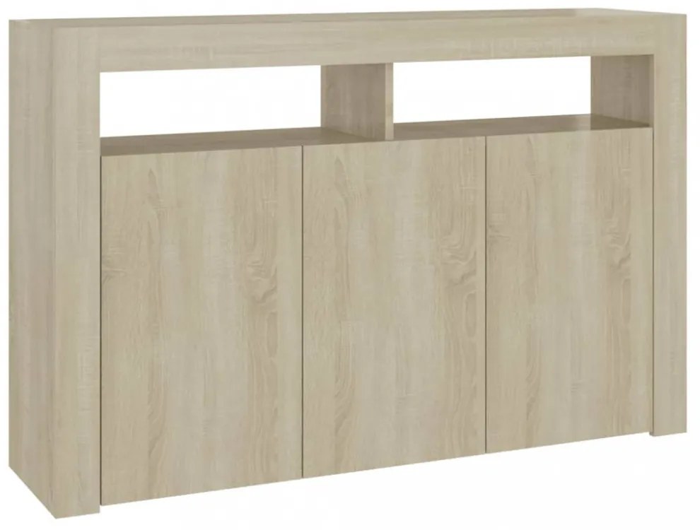 sonoma tölgy színű tálalószekrény LED-ekkel 115,5 x 30 x 75 cm