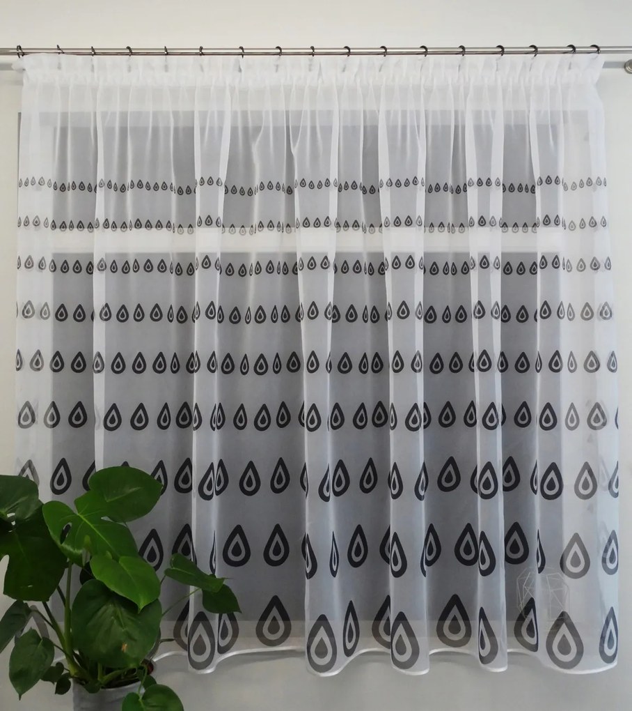 Mg Függöny Fátyol fehér Könnycsepp 1 fekete 300x160cm szalaggal X