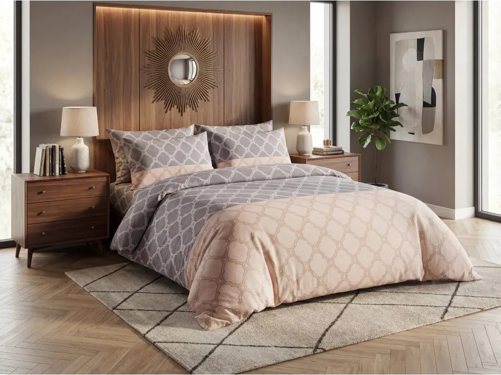 Mikroszálas ágyneműhuzat MOROCCO szürke-bézs Ágyneműhuzat mérete: 70 x 80 cm | 140 x 200 cm