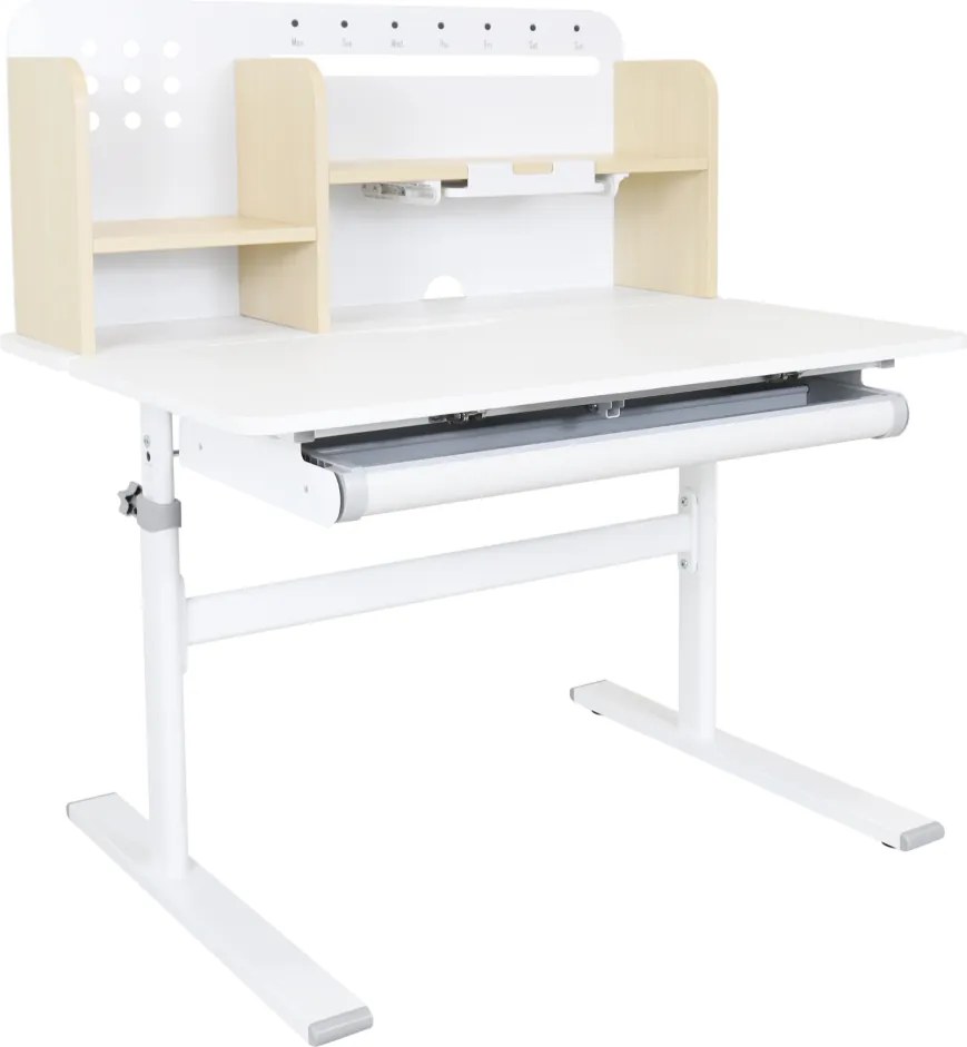 Növekvő íróasztal, természetes/fehér, ADAN