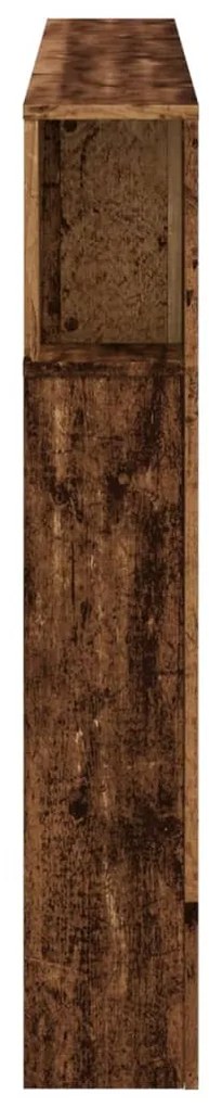 antik fa színű szerelt fa LED-es fejtámla 160x18,5x103,5 cm