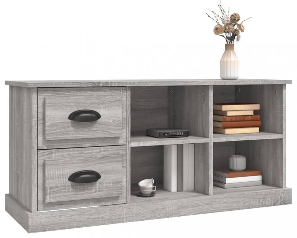 szürke sonoma színű szerelt fa TV-szekrény 102 x 35,5 x 47,5 cm