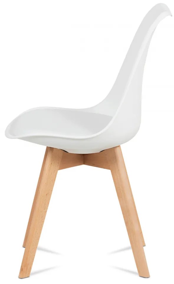 Scaun Monza modern scandinav cu perna scaunului din piele textilă, Picioare din lemn de fag