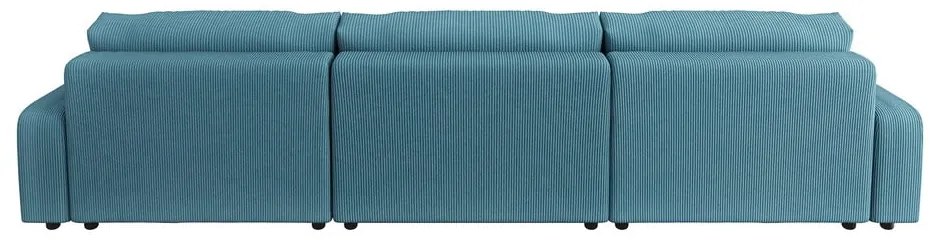 Türkiz kordbársony kinyitható tárolóhelyes sarokkanapé Sara – Ropez